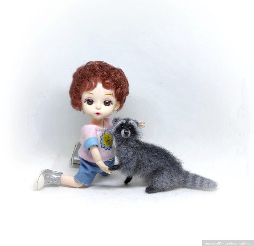 Енотик — Валяные игрушки из шерсти: сухое валяние (фото 6)