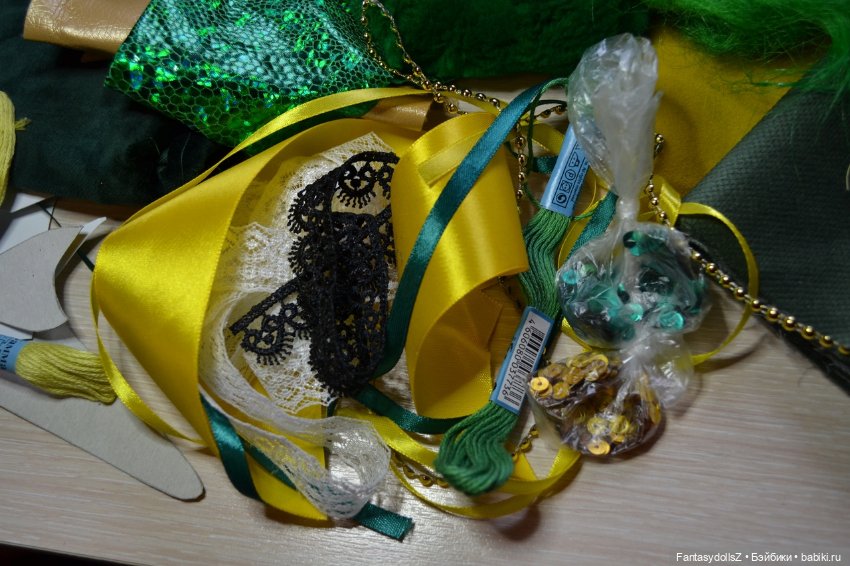 Набор для самостоятельного создания антро куклы Зелёного дракона с выкройками и материалами (фото 7)