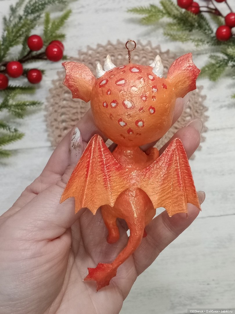 Огненный дракоша — Лепка авторских игрушек и папье (фото 6)