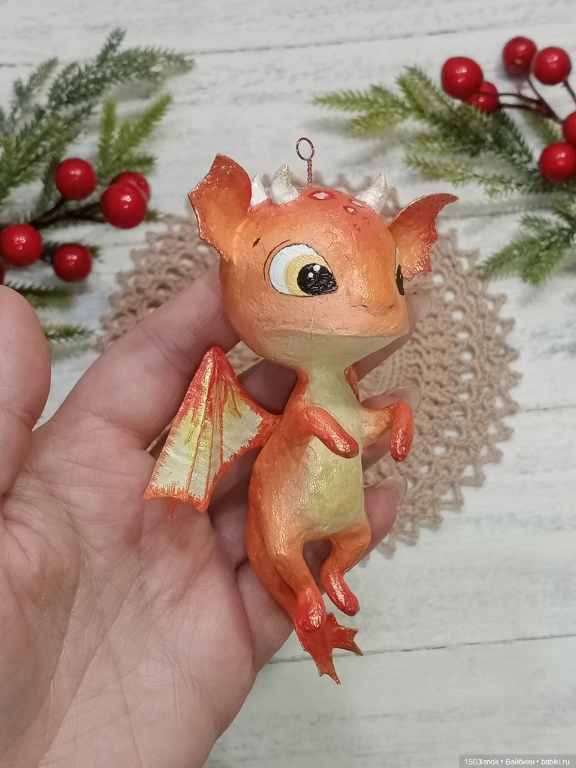 Огненный дракоша — Лепка авторских игрушек и папье (фото 4)