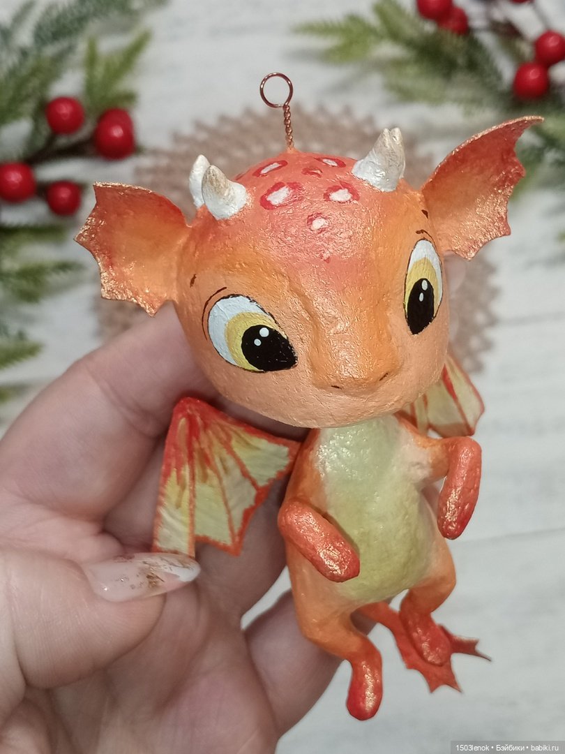 Огненный дракоша — Лепка авторских игрушек и папье (фото 8)