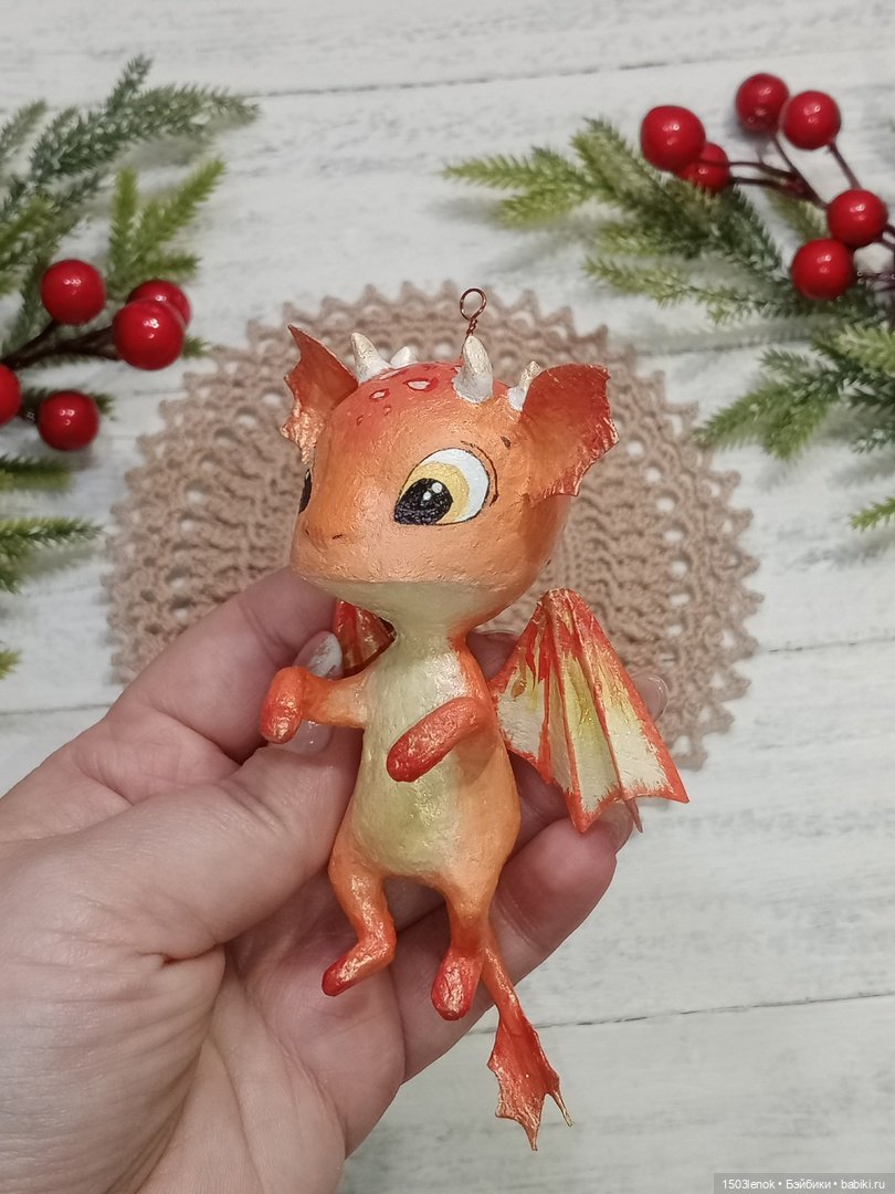 Огненный дракоша — Лепка авторских игрушек и папье (фото 3)