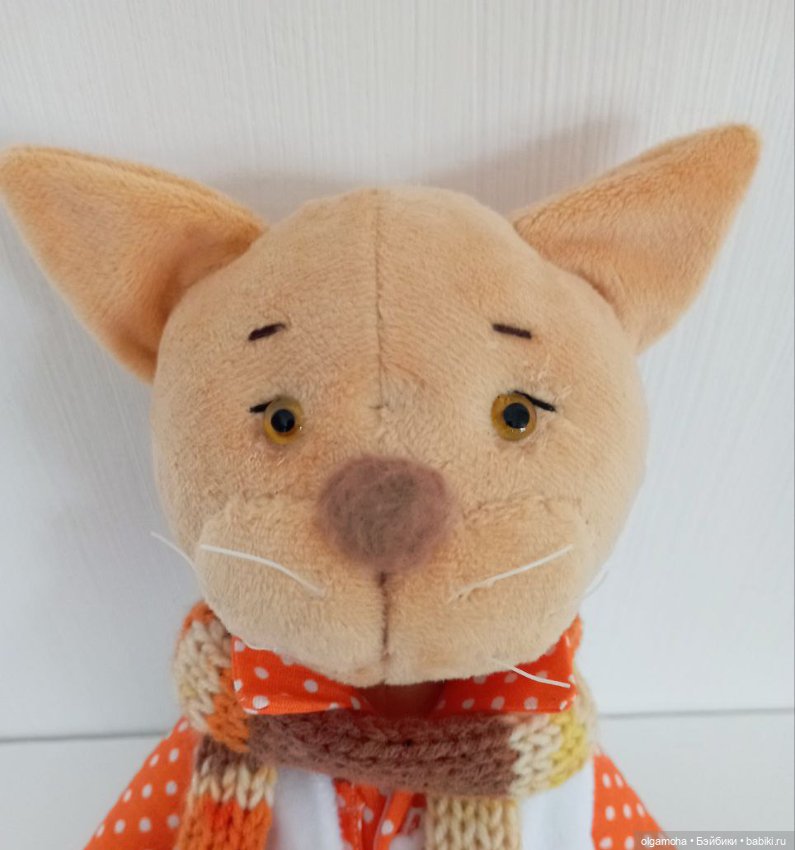 Котик с большим сердцем — Текстильные игрушки и примитивы: кофейные (фото 2)