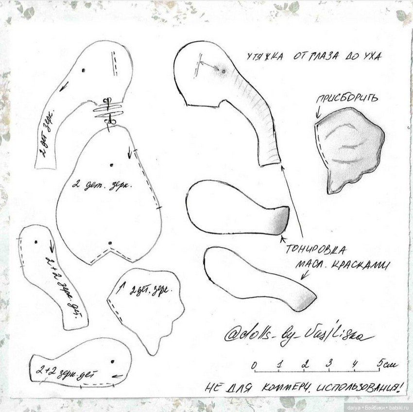 Выкройка авторского слоника от Ксении Костиной (фото 2)