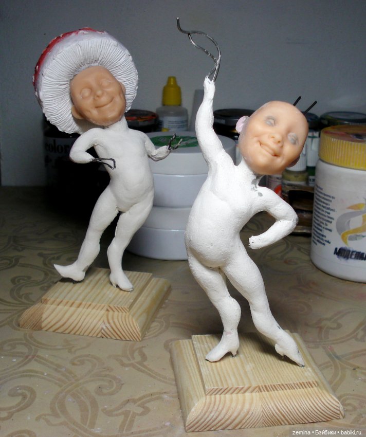 Мухоморчики - девочка и мальчик. Процесс создания (фото 5)