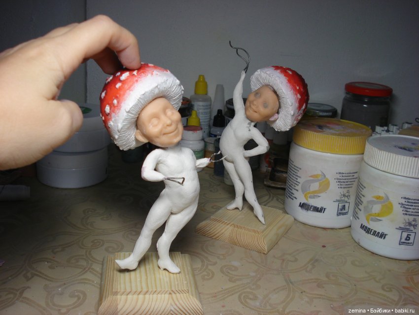 Мухоморчики - девочка и мальчик. Процесс создания (фото 8)