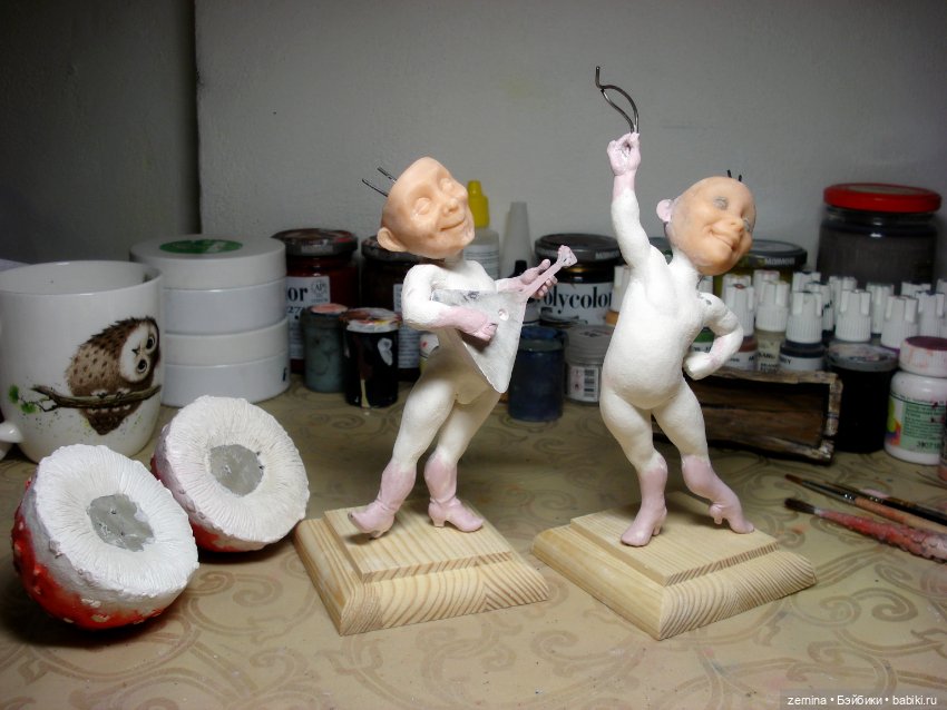 Мухоморчики - девочка и мальчик. Процесс создания (фото 6)