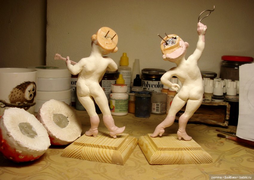 Мухоморчики - девочка и мальчик. Процесс создания (фото 7)