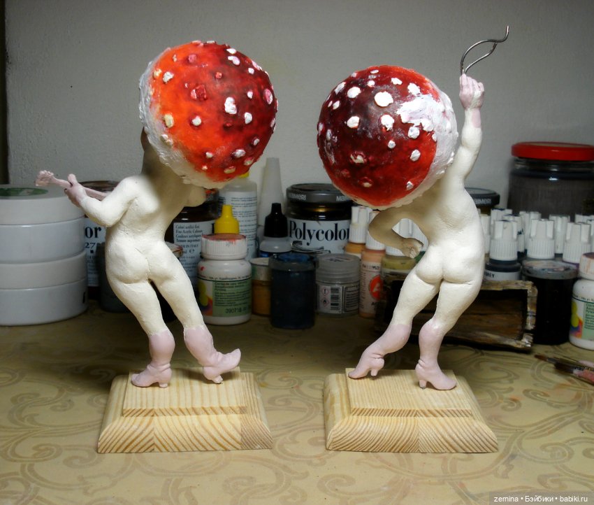 Мухоморчики - девочка и мальчик. Процесс создания (фото 9)