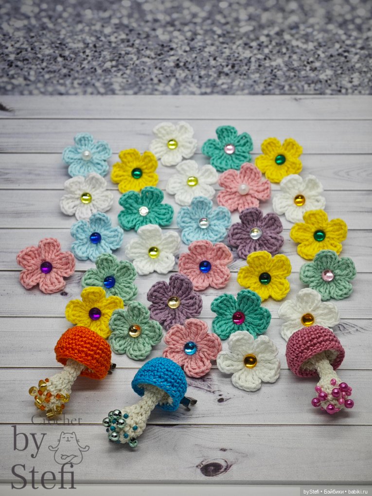 Брошечки к 8 марта — Вязаные игрушки и амигуруми: крючком (фото 9)