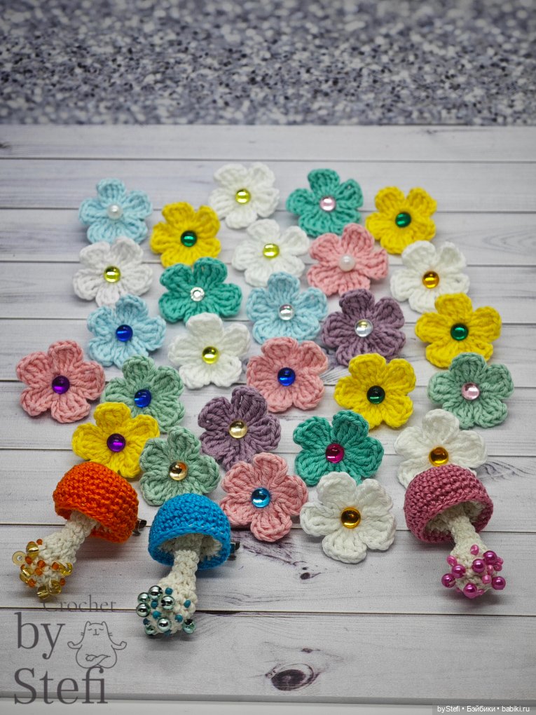 Брошечки к 8 марта — Вязаные игрушки и амигуруми: крючком (фото 7)