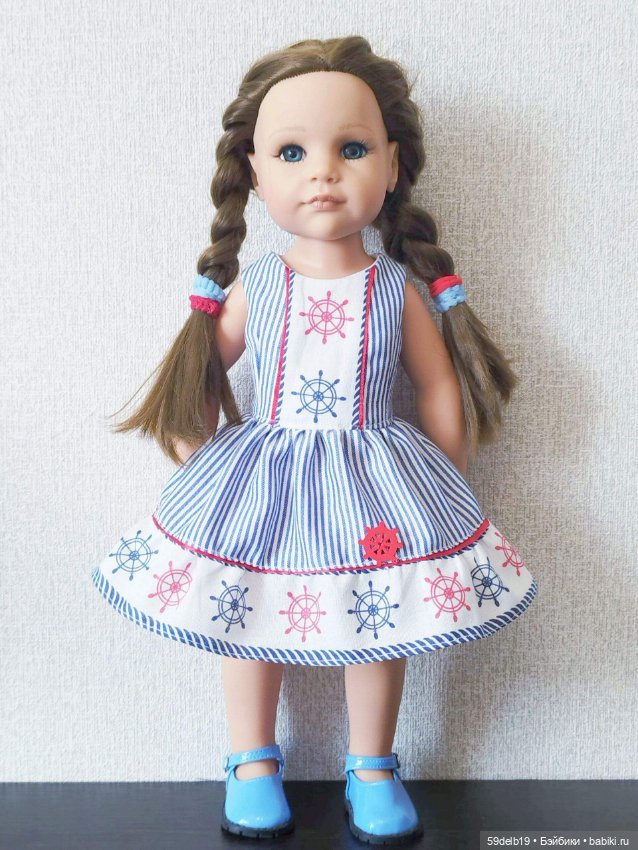 Платье с морскими принтами для куколки готц ростом 48-50 см (фото 4)