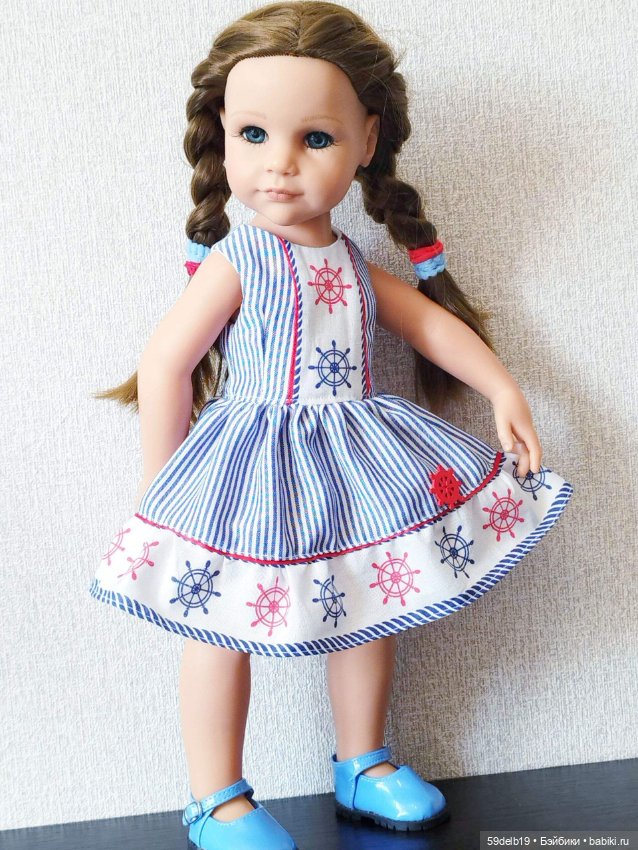 Платье с морскими принтами для куколки готц ростом 48-50 см (фото 3)