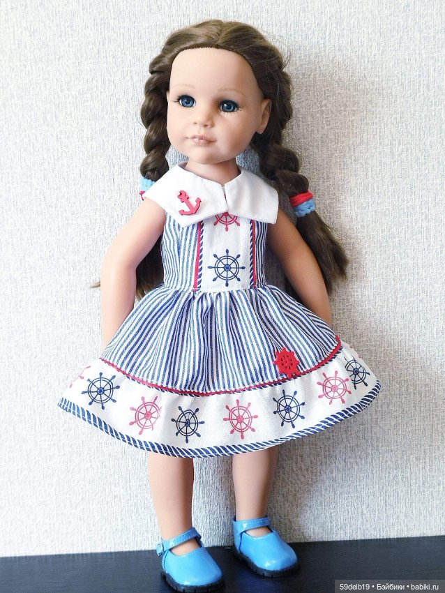 Платье с морскими принтами для куколки готц ростом 48-50 см (фото 6)
