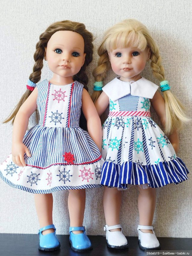 Платье с морскими принтами для куколки готц ростом 48-50 см (фото 7)