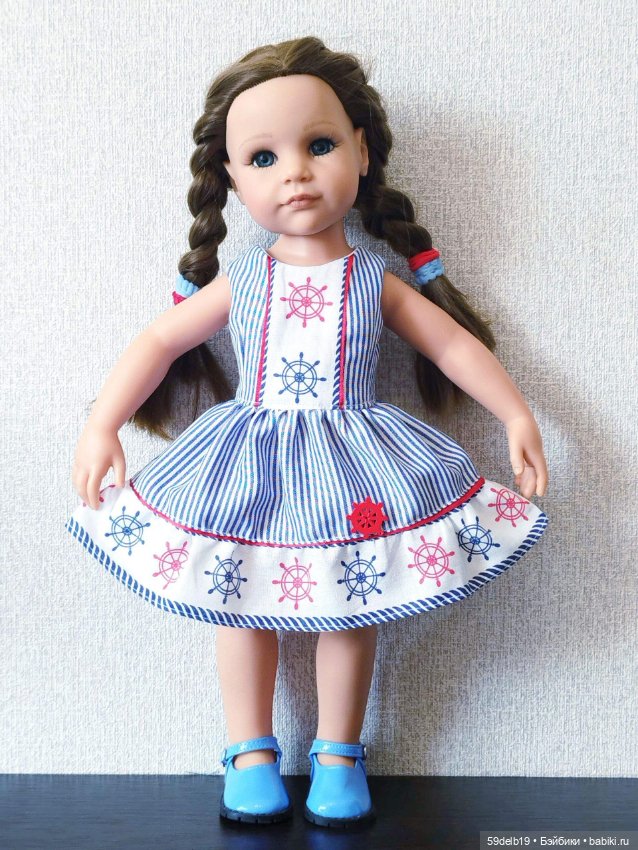 Платье с морскими принтами для куколки готц ростом 48-50 см (фото 2)