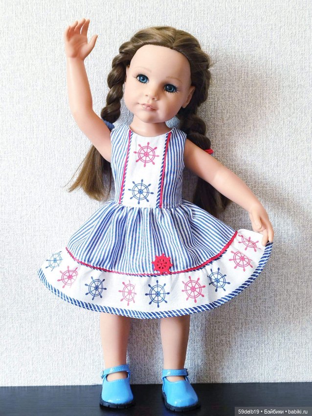 Платье с морскими принтами для куколки готц ростом 48-50 см (фото 5)