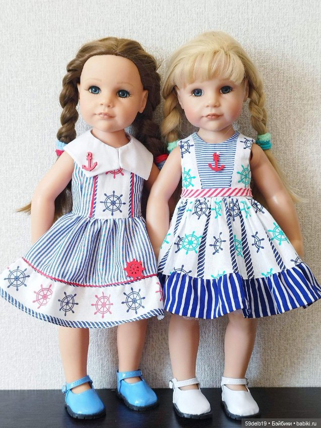 Платье с морскими принтами для куколки готц ростом 48-50 см (фото 8)