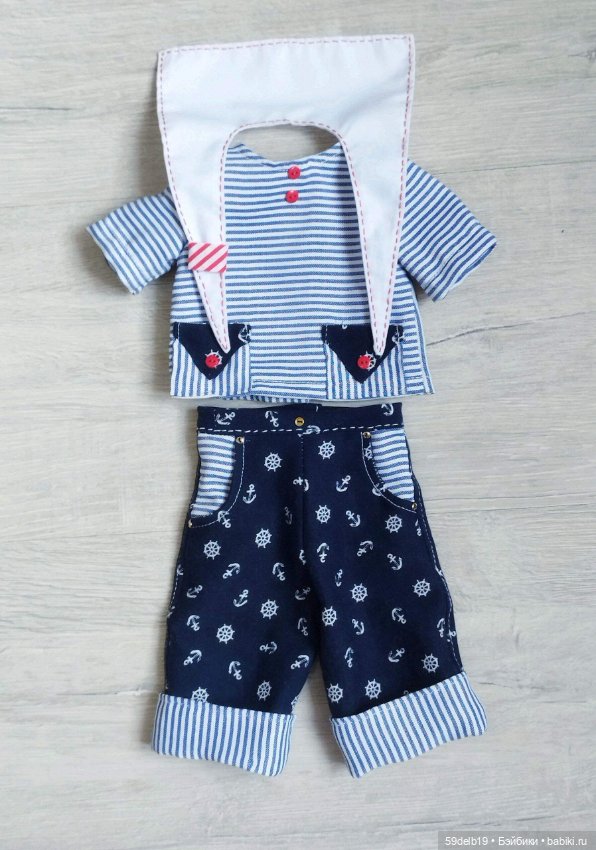 Костюмчик в стиле морячка для кукол готц 48 - 50 см (фото 2)