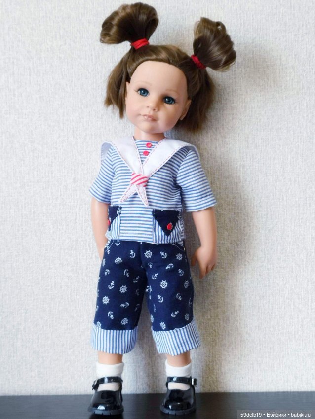 Костюмчик в стиле морячка для кукол готц 48 - 50 см