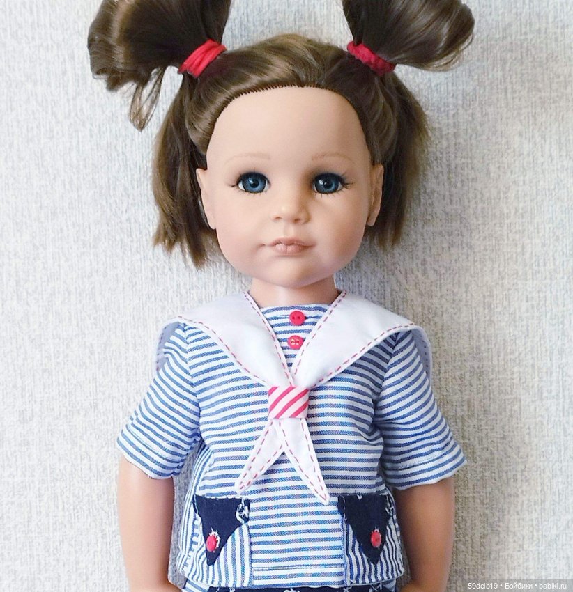 Костюмчик в стиле морячка для кукол готц 48 - 50 см