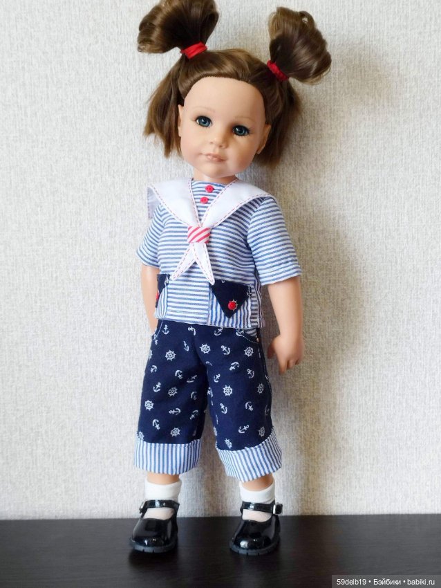 Костюмчик в стиле морячка для кукол готц 48 - 50 см (фото 6)