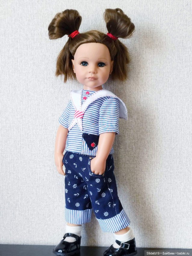Костюмчик в стиле морячка для кукол готц 48 - 50 см (фото 8)