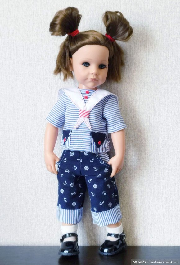 Костюмчик в стиле морячка для кукол готц 48 - 50 см