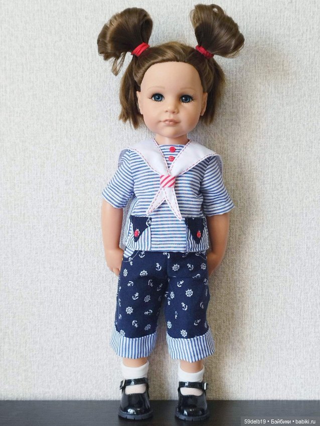 Костюмчик в стиле морячка для кукол готц 48 - 50 см (фото 7)