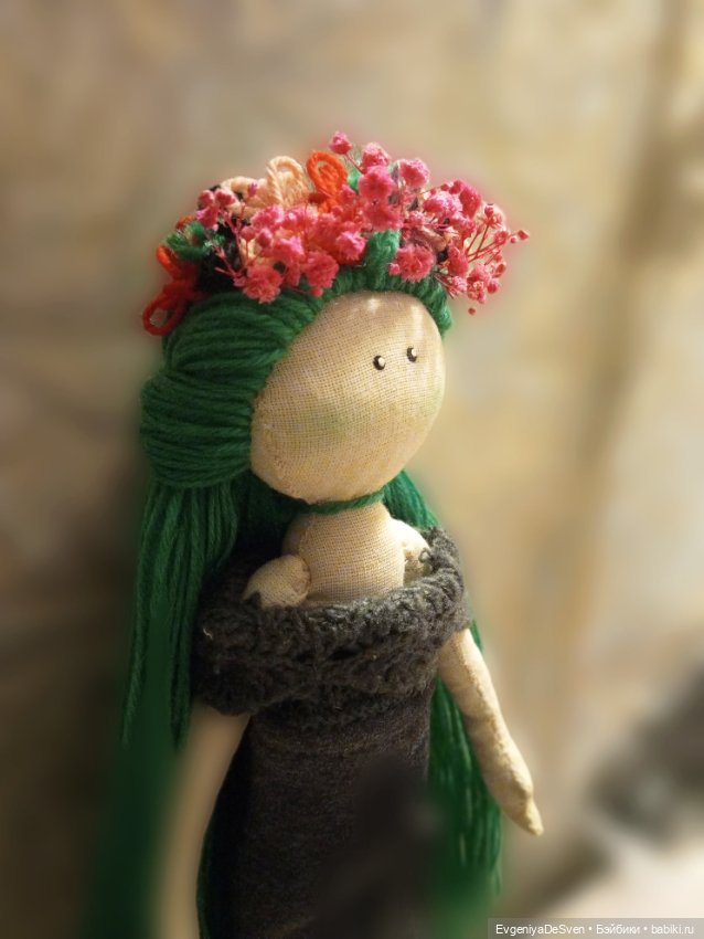 Мавка🌿🌳🍃🌷💚 — Авторские текстильные куклы: Вальдорфские (фото 4)