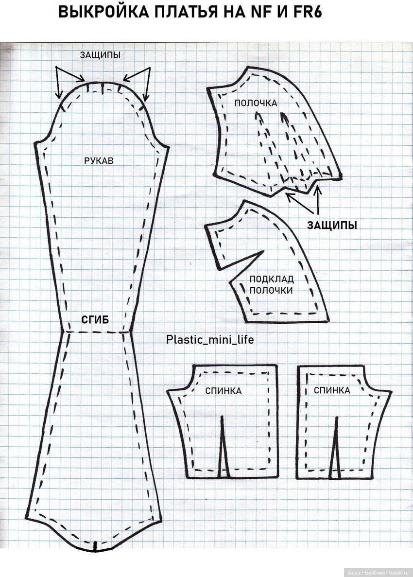 Выкройки вечерних платьев для кукол FR и NF (фото 7)