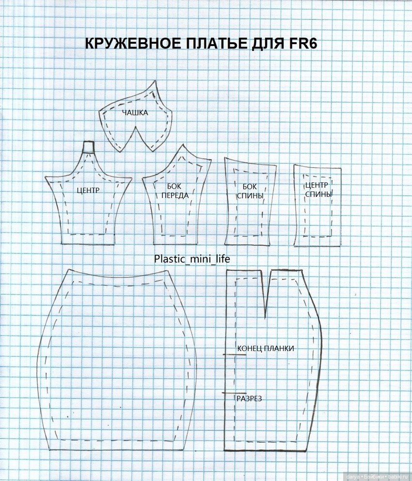 Выкройки вечерних платьев для кукол FR и NF (фото 5)