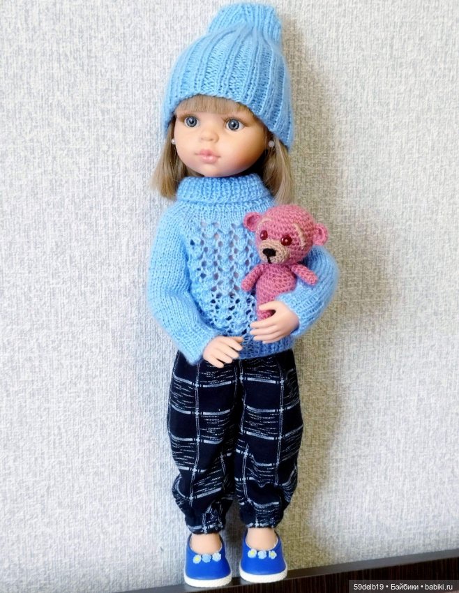 Вязаная мишутка-девочка Пуговка для паолочек (фото 7)