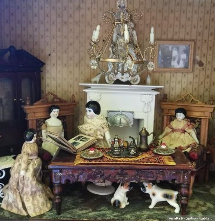 Животные в антикварных и винтажных кукольных домиках