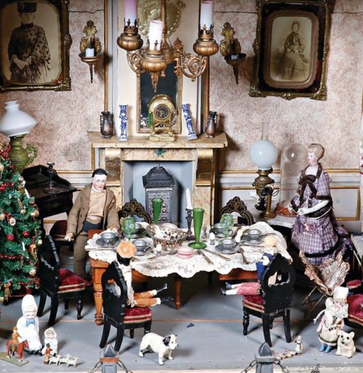 Животные в антикварных и винтажных кукольных домиках