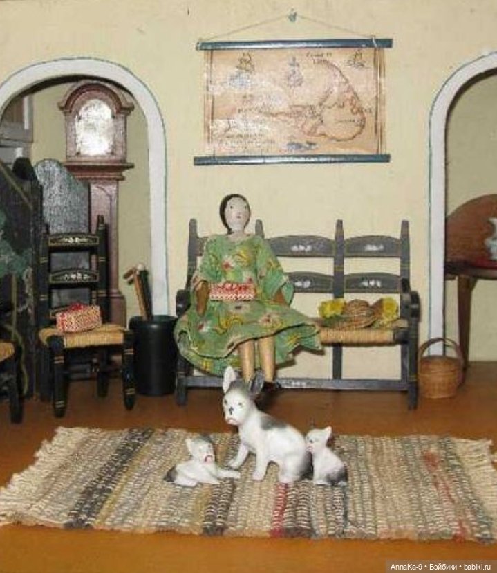 Животные в антикварных и винтажных кукольных домиках (фото 10)