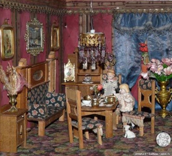 Животные в антикварных и винтажных кукольных домиках