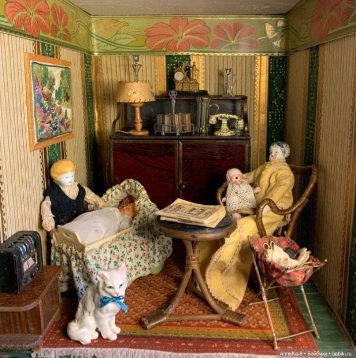 Животные в антикварных и винтажных кукольных домиках