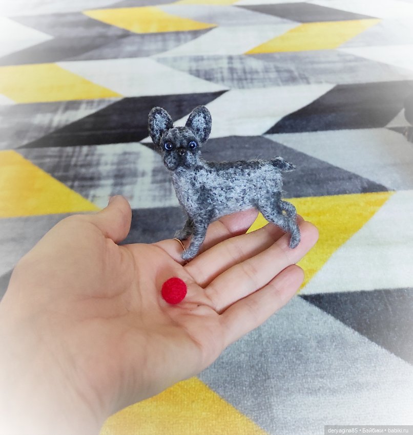 Французский бульдог — Валяные игрушки из шерсти: сухое валяние (фото 4)