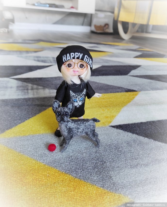 Французский бульдог — Валяные игрушки из шерсти: сухое валяние (фото 8)