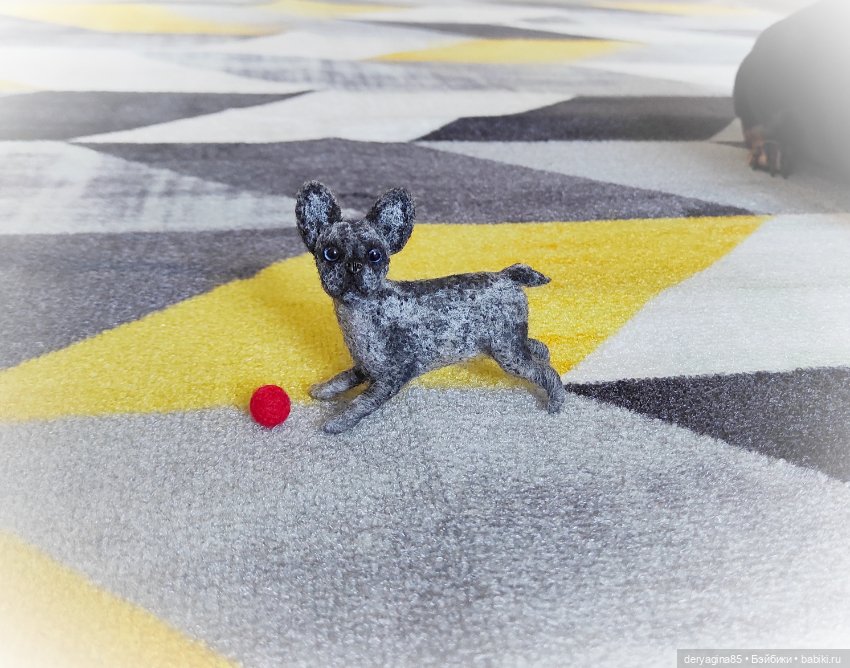 Французский бульдог — Валяные игрушки из шерсти: сухое валяние (фото 6)
