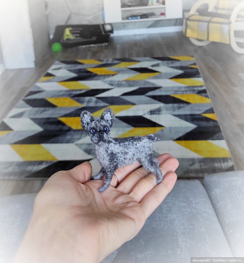 Французский бульдог — Валяные игрушки из шерсти: сухое валяние