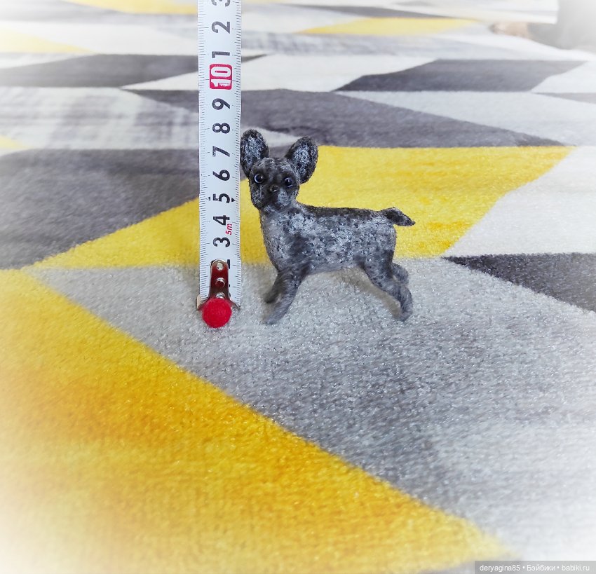 Французский бульдог — Валяные игрушки из шерсти: сухое валяние (фото 7)