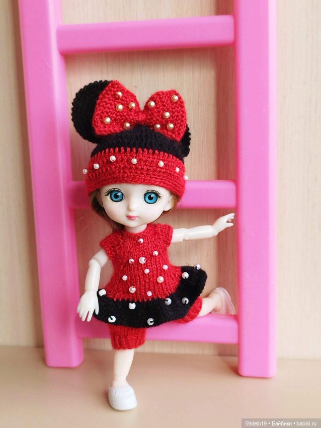 Костюмчик Мини Маус для шарнирных куколок ростиком 14-16 см (фото 7)