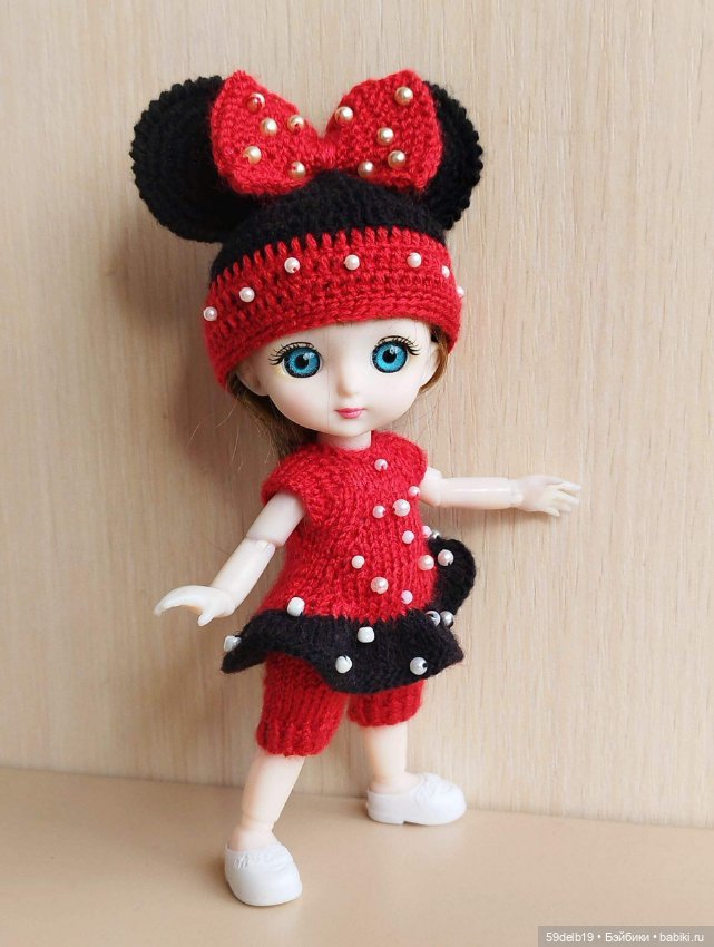 Костюмчик Мини Маус для шарнирных куколок ростиком 14-16 см (фото 5)