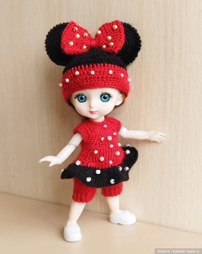 Костюмчик Мини Маус для шарнирных куколок ростиком 14-16 см (фото 4)