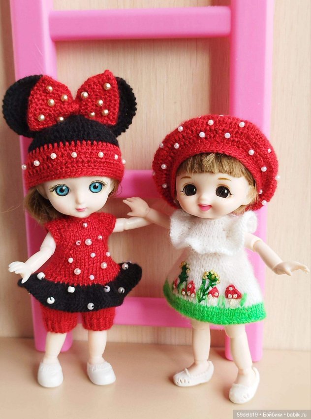 Костюмчик Мини Маус для шарнирных куколок ростиком 14-16 см