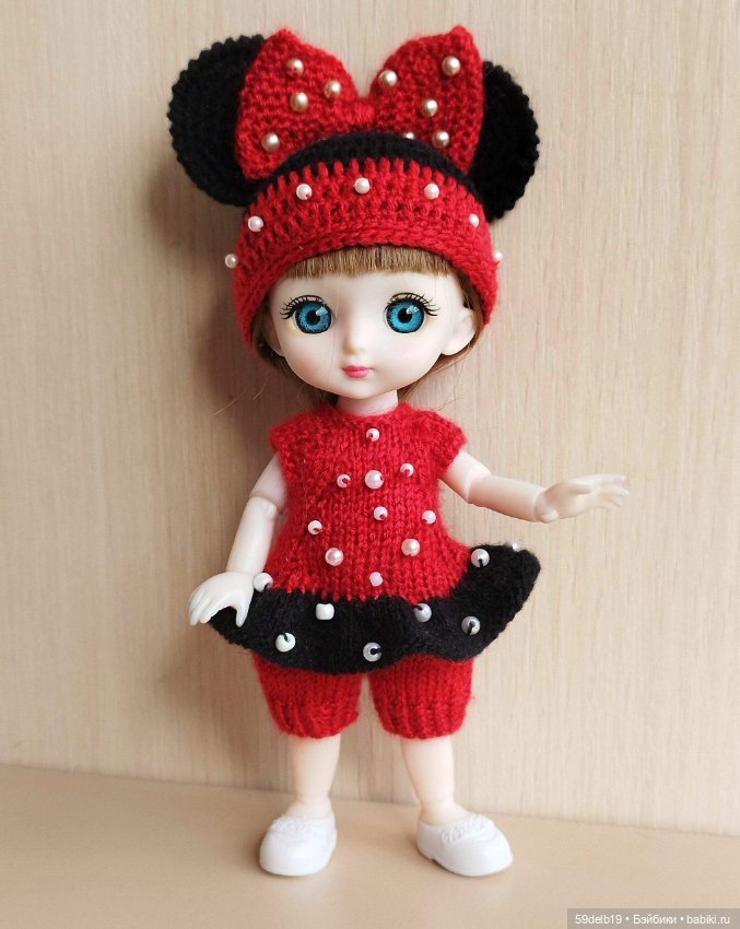 Костюмчик Мини Маус для шарнирных куколок ростиком 14-16 см (фото 3)