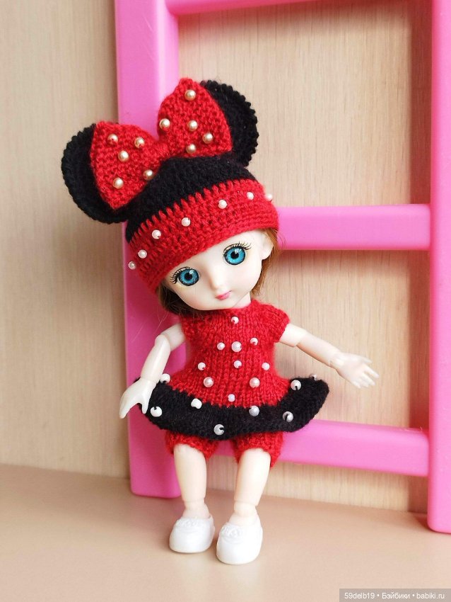 Костюмчик Мини Маус для шарнирных куколок ростиком 14-16 см (фото 6)