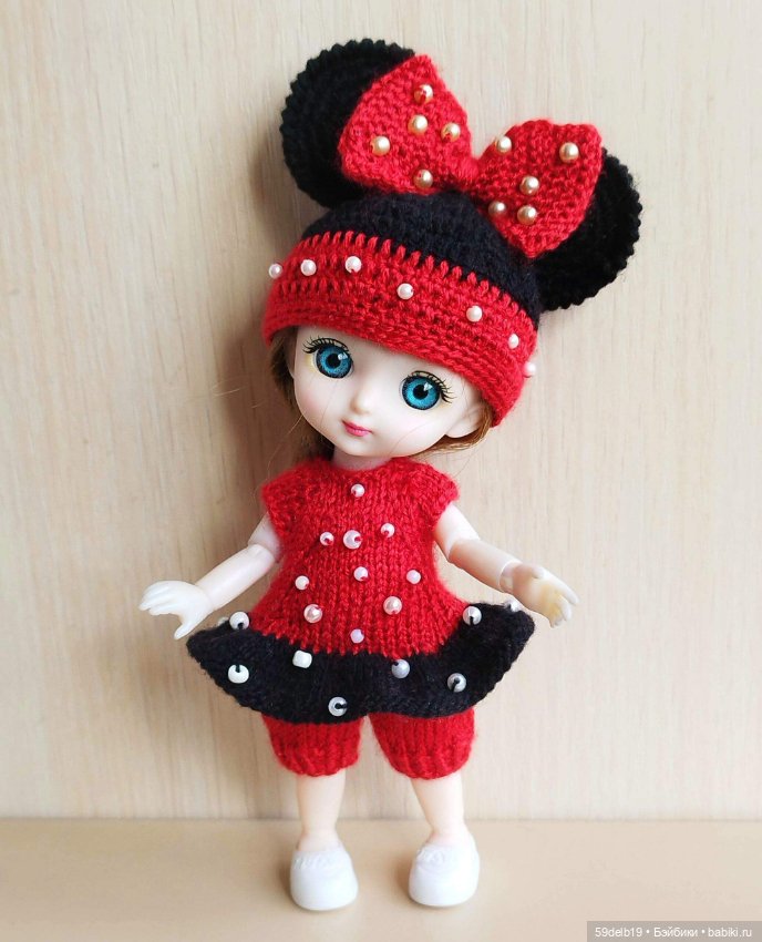 Костюмчик Мини Маус для шарнирных куколок ростиком 14-16 см (фото 2)